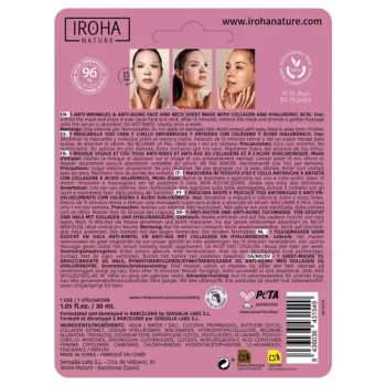 IROHA 100% COTTON FACE & NECK MASK collagen-antiage 1 u
