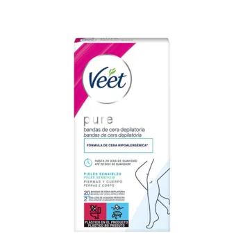 VEET BANDAS DE CERA PURE Körper Empfindliche Haut 20 u