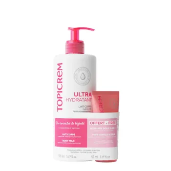 TOPICREM UH BODY MILK 500 ML + GENTLE EXFOLIANT 3-IN-1 PACK 2 pcs